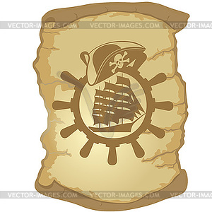 Parchment and helm of sailing ship - vector image