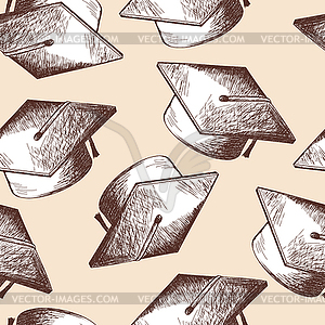 Graduation cap seamless pattern - vector clip art