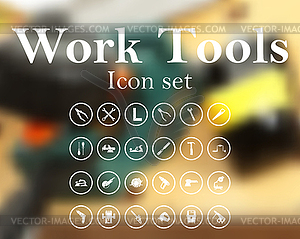 Рабочие инструменты набор иконок - стоковое векторное изображение