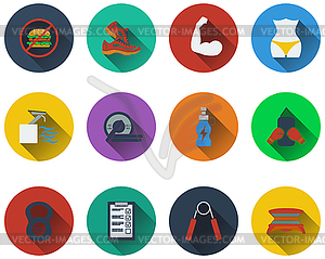Set of fitness icons - vector image