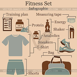 Fitness set infographics - vector clip art