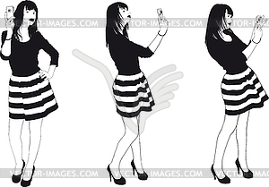 Girl Make Selfie - vector clipart