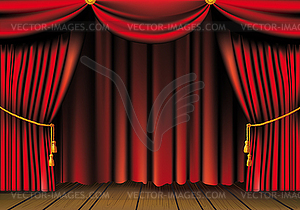 Red theater curtain - vector image