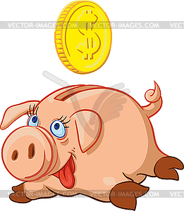 Happy Pig Piggy Bank - royalty-free vector image