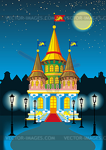 Fairytale castle at night - vector image