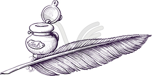 Inkwell and quill pen - vector EPS clipart