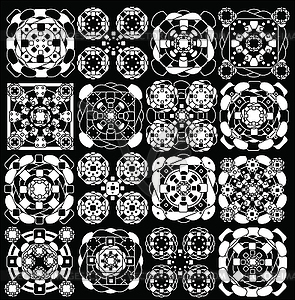 Геометрический узор черно-белый, эллипс и набор - векторный клипарт / векторное изображение