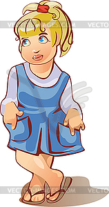 Little girl in blue dress - vector image