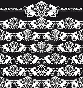 Animalistic seamless patten black and white cat - vector clipart / vector image