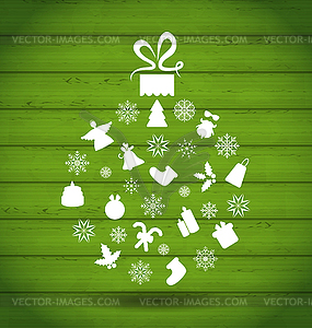 Abstract ball made in Christmas elements, wooden - vector clipart