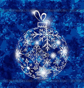 Christmas ball made in snowflakes on grunge - vector clip art