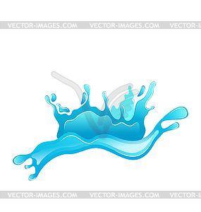 Blue water splash crown - vector image