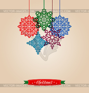 Christmas vintage card with snowflakes - vector image