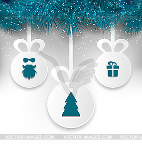 Рождество бумажные шары с отделкой дизайна - векторное изображение клипарта