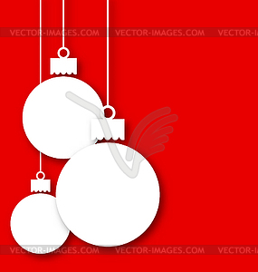 Christmas paper hanging balls with copy space for - vector clip art