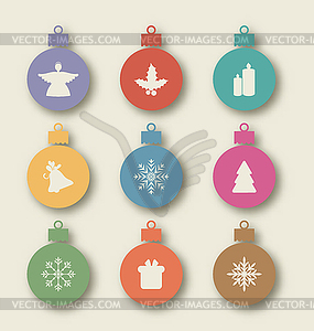 Set Christmas balls with traditional elements - - stock vector clipart