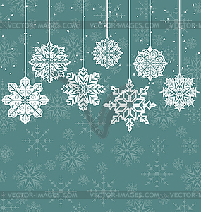 Christmas background with variation snowflakes - vector image