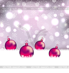 Winter cute background with Christmas balls - vector image