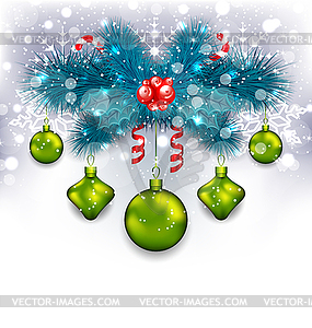 Christmas traditional decoration with fir - vector clipart