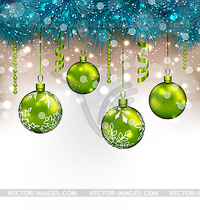 Traditional decoration with fir branches and glass - vector clip art