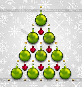 Abstract tree made of Christmas taditional elements - royalty-free vector clipart