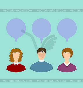 People with chat speech bubbles, social network - vector clip art