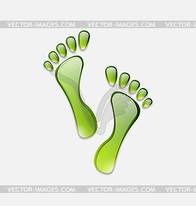 Water green human foot print - vector image