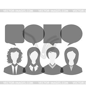 Icons of business women with dialog speech - vector image