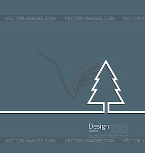 Laconic design of xmas tree fir on cleaness line - vector image