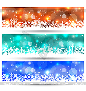 Set Christmas glowing cards with snowflakes - vector clipart