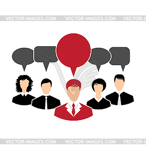 Concept of leadership, dialog speech bubbles - vector clipart