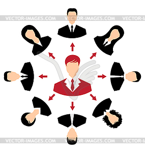 Concept of leadership, community business people - vector clipart