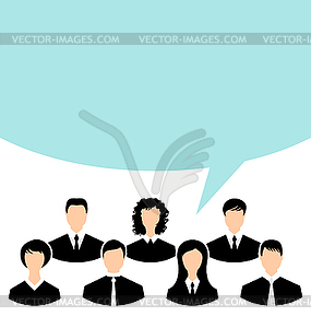 Unity of business people team with speech bubble - vector clipart