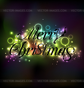 Merry Christmas floral text design, shimmering - vector image