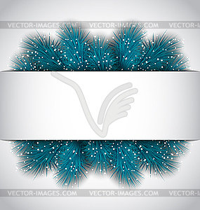 Рождественская рамка с голубыми еловыми ветками с копией - изображение в векторе / векторный клипарт
