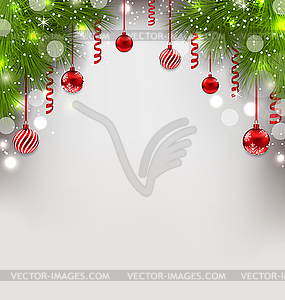 Christmas glowing background with fir branches, - stock vector clipart