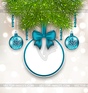 Christmas gift card with glass balls - vector clipart