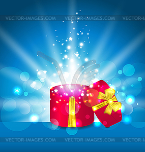 Open round gift box for your holiday - vector clipart