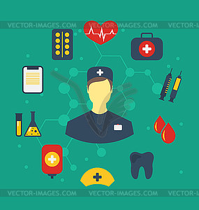 Set trendy flat medical icons - vector image