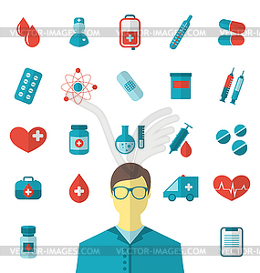 Collection trendy flat medical icons - vector image