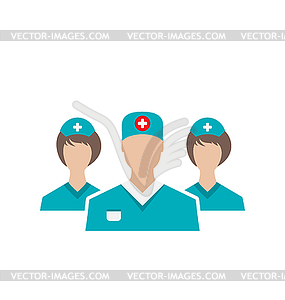 Icons set of medical employees in modern flat desig - vector clip art