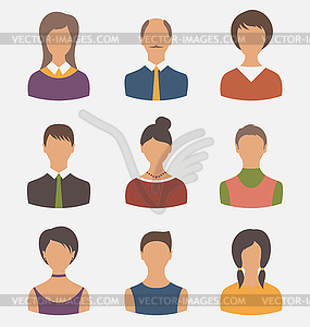 Different male and female user avatars - vector image