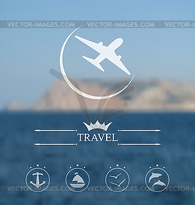 Template of poster for time to travel. Blurred - vector image