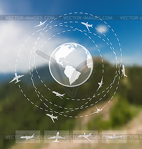 Design of tickets for worldwide travel. Web and - vector clipart