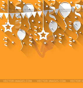 Happy birthday background with balloons, stars and - vector clip art