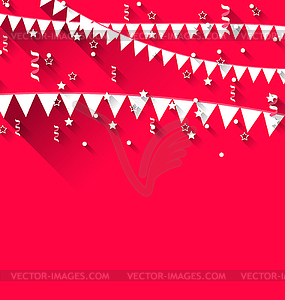 Cute background with hanging pennants for carnival - vector clipart