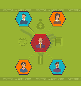 Concept of leadership and team business people. Fla - vector clip art