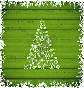 Christmas pine and border made of snowflakes on - vector image