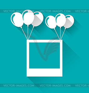 Blank photo frame with balloons for your holiday - vector clip art