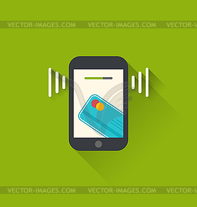 Black smartphone with processing of mobile - vector image